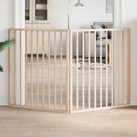 Dog Gate Set of 2 Brown Solid Poplar wood 63 in long Foldable