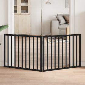 Dog Gate Set of 2 Black Poplar wood 63 in Foldable Dog Gate