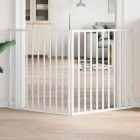 Dog Gate Set of 2 White Poplar Wood 63.0 in total length